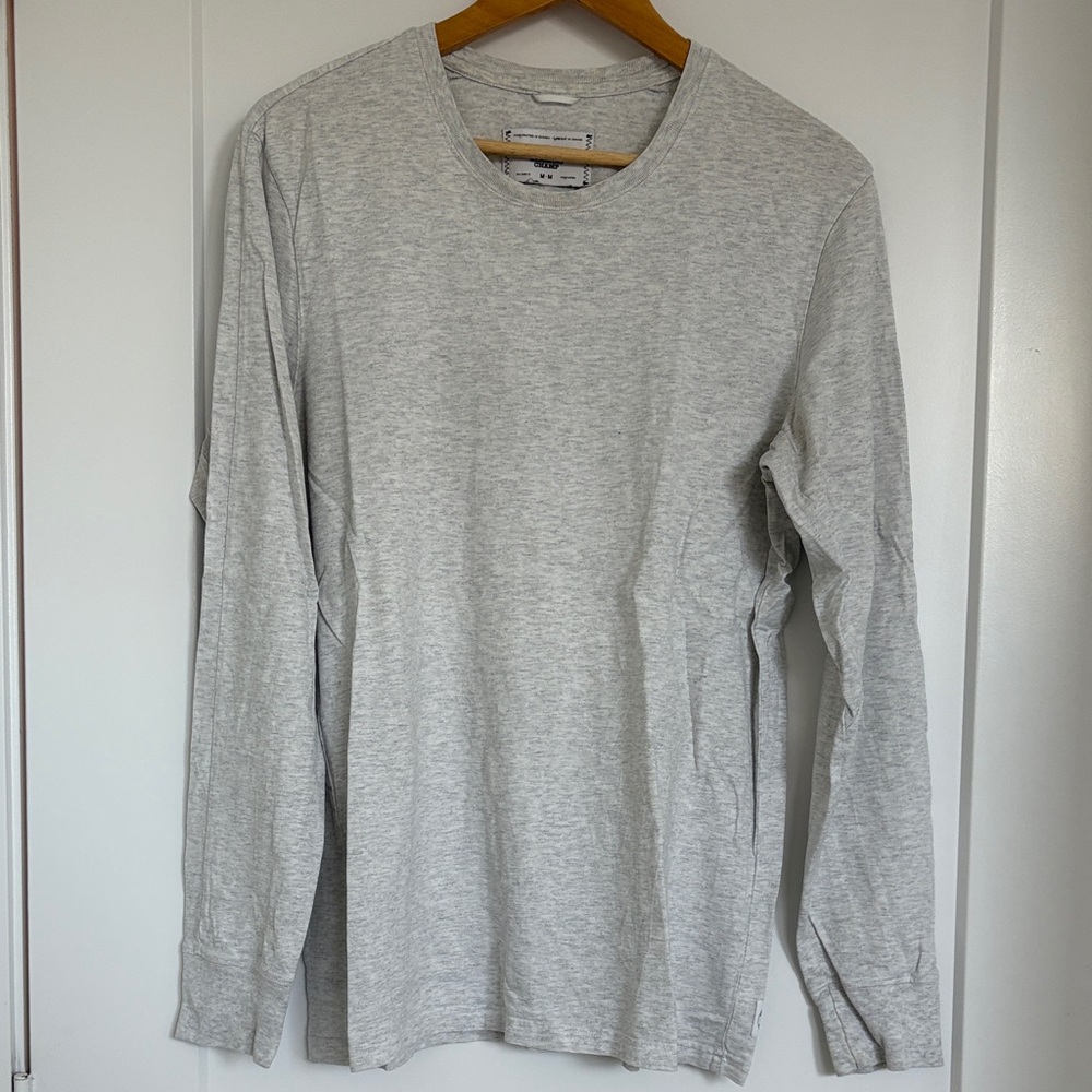 REIGNING CHAMP Men's Light Grey Long Sleeve Shirt, Size M